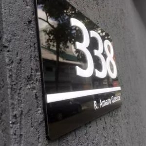 Numero Para Casas, Placa Em Acrílico Preto, Personalizado. Cor Preto E Branco