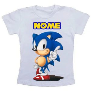 Camiseta Personalizada Sonic com o nome da criança