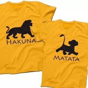 Kit Tal Rei Leão Hakuna Matata Pai Tal Filho Camiseta
