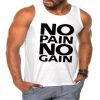 Camiseta Regata No Pain No Gain Musculação, Academia Fitness