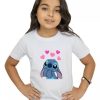 Camiseta Infantil Feminina Lilo & Stitch Coração Algodão