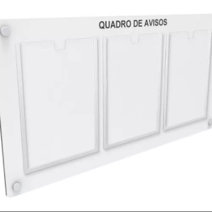 Quadro de aviso e gestão em mdf e acrilico com 3 Displays A4 rr