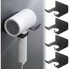 Kit 4 Suporte Secador Cabelo Fixa Na Parede Sem Furo 2 Cores Cor Preto