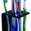 Suporte Para Escovas Dente E Creme Dental De Acrílico Preto
