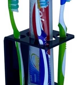 Suporte Para Escovas Dente E Creme Dental De Acrílico Preto