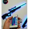 Sniper Awm Rifle Em Rgb Luminária De Parede Setup Gamer