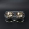 Comedouro Duplo para Pets em Acrílico Incolor Com Tigela em Inox- Ideal