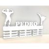 Porta Medalhas Luta Esporte Preto Suporte MDF Personalizado Ganchos Expositor com Nome