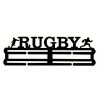 Porta Medalhas Rugby Preto Suporte MDF Personalizado Ganchos Expositor com Nome