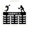 Porta Medalhas Voley 6 Preto Suporte MDF Personalizado Ganchos Expositor com Nome