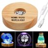 Base led madeira redonda para bola cristal abajur luminaria Personalizado