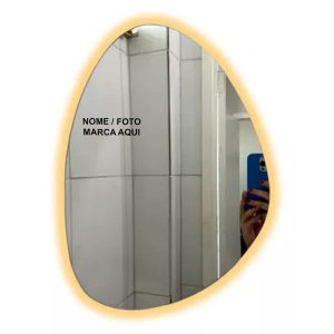 Espelho 50x60 Orgânico Formato Diferente C Luzes Led S/ Fio Personalizado Nome Foto Marca