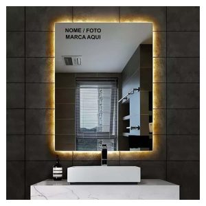 Espelho Lapidado Retangular 90x90cm Com Led Atrás E Touch Personalizado