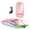 Mouse Rosa com led luz Personalizado