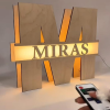 Abajur Nome com led rgb e Letra e Acrilico
