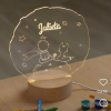 Abajur infantil personalizado com nome led rgb planeta lua acrilico e madeira