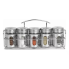 Porta Condimentos Tempero Inox Saleiro 5 Potes Suporte Visor Personalizada