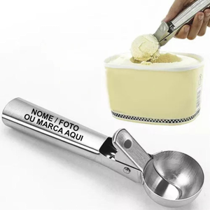 Pegador De Sorvete Personalizado Sobremesa Inox 18cm Colher Concha Sorvete