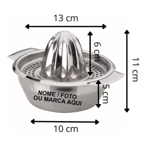 Espremedor De Frutas Manual Inox Personalizado Profissional Laranja Limão