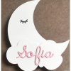 Placa decorativa para quarto formato de lua com  nome personalizado
