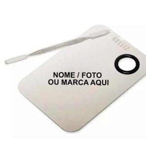 Placa E Espatula Inox Para Misturar Base Maquiagem Profissional personalizado com foto texto frase imagem logotipo