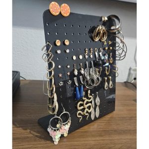Porta brincos furos acrilico preto branco ou transparente