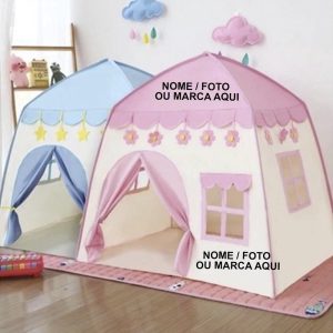 Barraca Iantil Toca Castelinho Rosa Azul Menina Menino Cabana Cor Flores estrela Personalizado