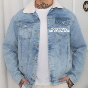 jaqueta jeans masculino gola com alpaca perociado Personalizado