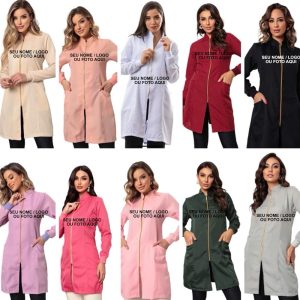 Jaleco C/ziper Feminino Colorido Acinturado Personalizado