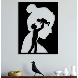 Quadro decorativo familia de parede mdf led rgb