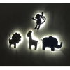 Quadro decorativo safari macaco leao elefante girafa de parede mdf led rgb cada
