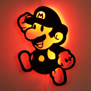Quadro decorativo super mario bros de parede mdf led rgb