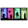 Quadro decorativo yoshi mario link zelda de parede mdf led rgb