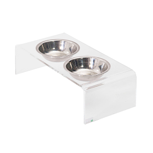 Comedouro Modernpet Duplo Acrílico e Inox 1200ml