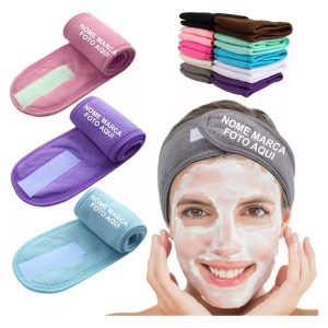 Faixa Atoalhada Tiara Cabelo Rosto Skin Care Maquiagem Make Personalizada
