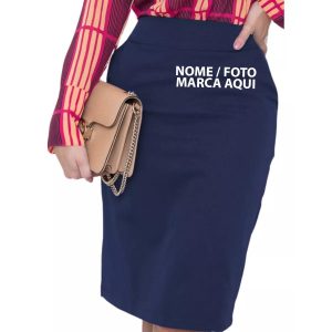 Saia Secretária Alfaiataria Moderna Executiva Bolso Personalizado