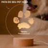 Abajur placa de acrilico com led rgb pata do seu pet personalizado