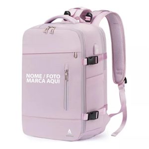 Mochila rosa Office Notebook Com Cabo Usb Preta Gamer Personalizada