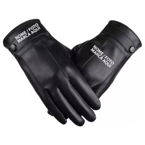 Par Luva Masculina Executiva Par Couro Preto Touch Inverno Luxo Personalizada