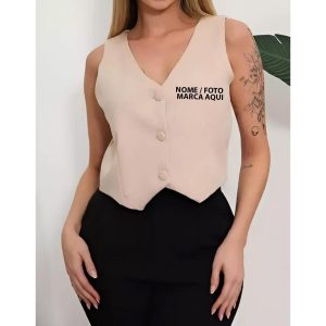 Coletinho Curto Feminino Alfaiataria Social Com Forro Personalizada