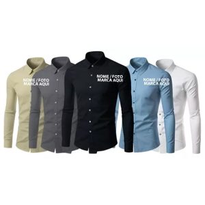Camisa Social Manga Longa Luxo Slim Fit Personalizado