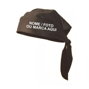 Bandana Garçon touca lenço restaurante Personalizado com Nome Foto Marca Touca Garçonete
