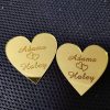 20 peças espelho acrílico gravado ouro amor corações peças centrais de mesa de casamento etiqueta personalizado