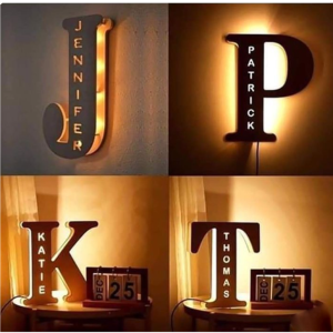 Quadro de parede mdf letra led rgb alfabeto abajur nome personalizado
