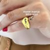 Anel Ajustável Mindinho Coração Prata ou Dourado Personalizado com Nome Marca Logo Letra