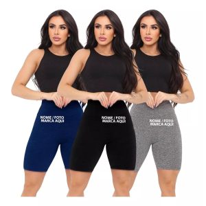 Bermuda legging ciclista lisa cintura alta short fitness excelente qualidade compressão Personalizado