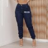 Calça Cargo Jeans Feminina Jogger Têndencia Bolso Lateral Personalizado