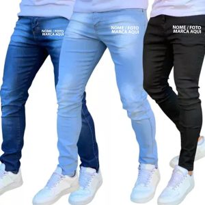 Calça Jeans Skinny Masculina Com Lycra Estica Muito Personalizada