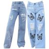 Calça wide leg jeans pantalona com desenho infantil juvenil menina Personalizada