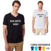 Camiseta Gola em V Personalizada - Masculina Feminina Infantil Plus Size - Branca Preta Colorida Revenda Fornecedor Dropshipping